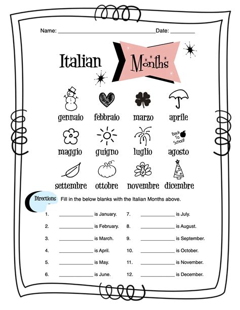 Italian Beginner Worksheets Worksheets For Kindergarten