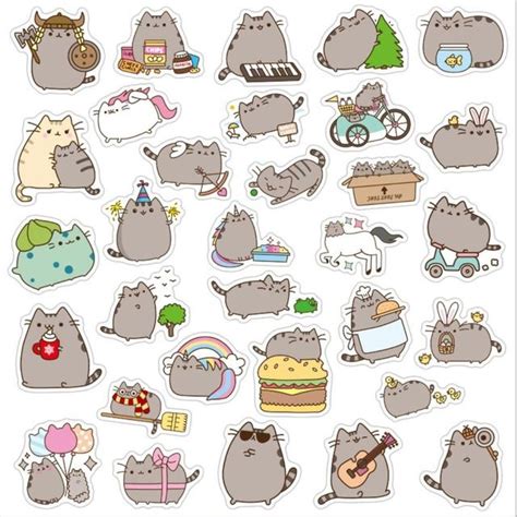 Adorable Pusheen Cat Stickers 100 Pieces Rainbow Cabin Cat Stickers