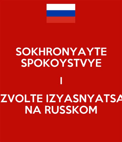 Sokhronyayte Spokoystvye I Izvolte Izyasnyatsa Na Russkom Poster