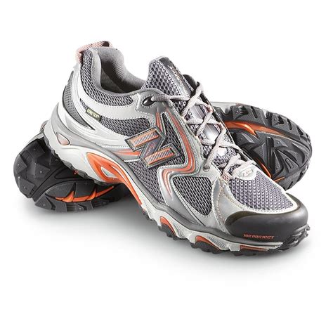 Men's New Balance® 910 GORE - TEX® Trail Shoes, Gray / Red - 203458