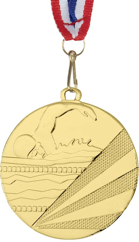 Swimming Gold Medal With Medal Ribbon 50mm 2