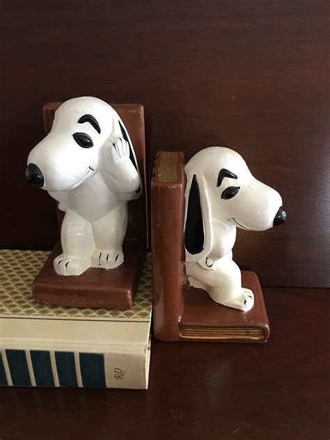 Snoopy Bookends Rare Collectible Painted Snoopy Dog Bookends Snoopy