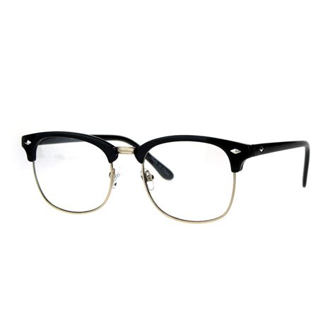 buy mens classic horned half rim hipster nerdy retro eye glasses black gold at