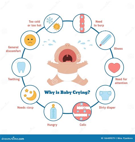 Reasons Baby Boy Is Crying Infographic Poster Vector Illustration