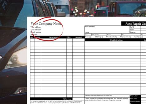 Custom Auto Repair Order Template Printable Editable Instant Etsy