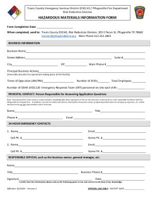 Fillable Online Hazardous Materials Information Form Fax Email Print