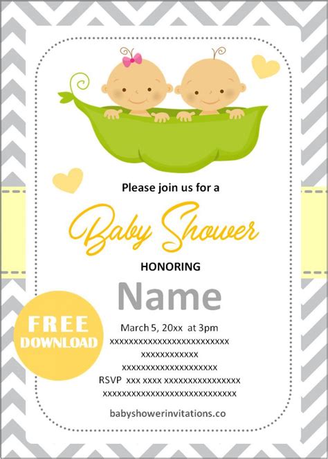 Free Printable Baby Shower Invitation Templates For Twins