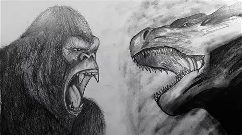 Drawing Godzilla Vs Kong Timelapse Drawing Godzilla Vs Kong Pencil
