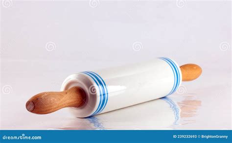 A Closeup Of A Ceramic Rolling Pin Stock Image Image Of Wooden