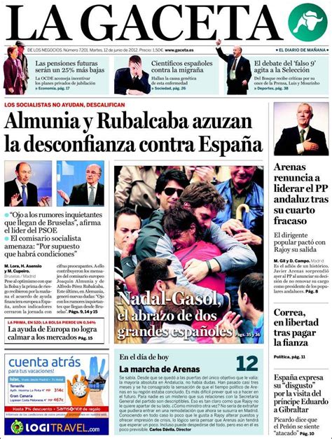 Periódico La Gaceta España Periódicos De España Edición De Martes