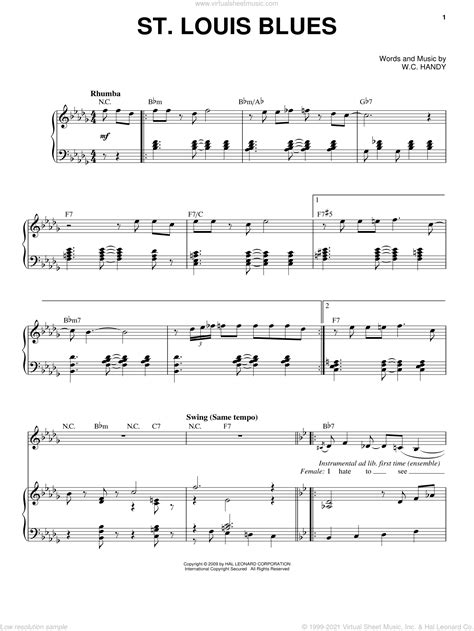 St Louis Blues Sheet Music For Voice And Piano Pdf Interactive