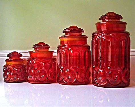 Vintage 1960s Glass Canister Set Le Smith By Winkinpossum