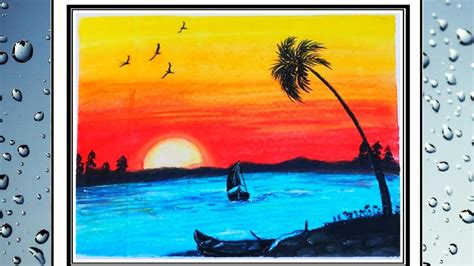 How To Draw Simple Sunrise Scenery Drawing For Beginners With Pastel