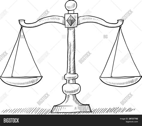 Scales Justice Sketch Vector And Photo Free Trial Bigstock