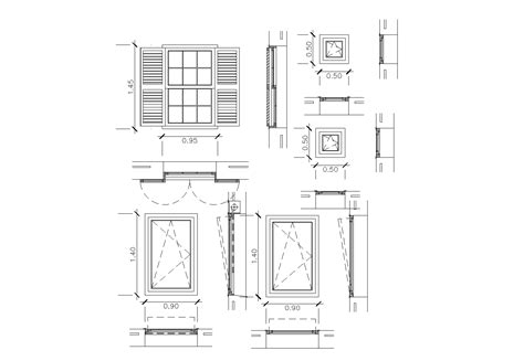 Window Plan With Detailed Dwg File Cadbull