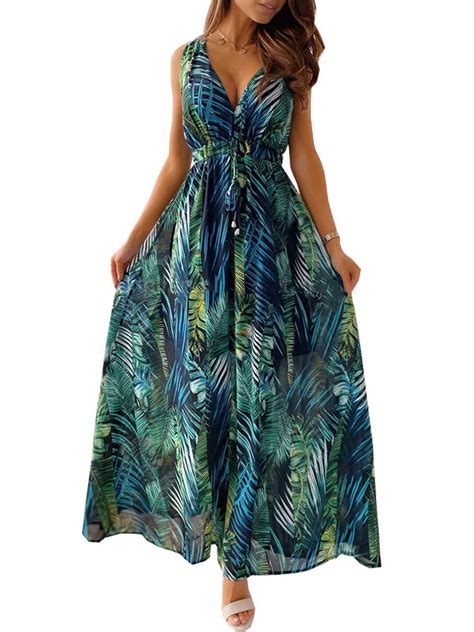 Julycc Women Summer Boho Long Maxi Dress Party Beach Floral Sundress