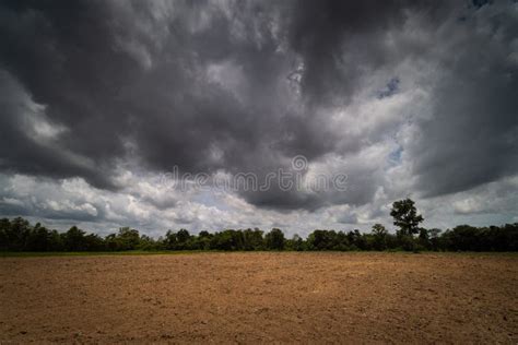 Agricultural Field With Storm Clouds Stock Photo Image Of