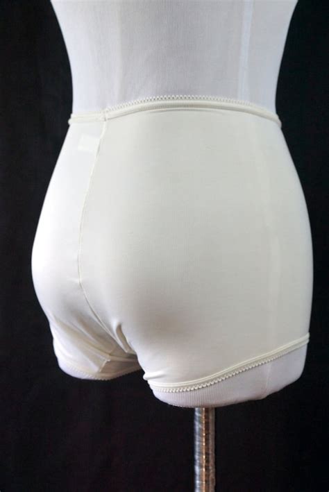 1950s high waist underwear girdle nylon white vintage panties