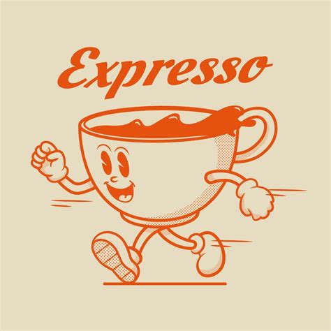 Espresso Coffee Cup Character Retro Mascot Character 15649736 Vector