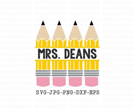 Pencil Monogram Svg Teacher Monogram Svg Pencil Svg School Etsy