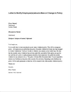 As we stay busy unpacking boxes. Letter to Notify Employee(s) Of a New Or a Change in ...