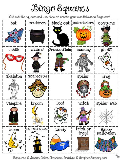 Halloween Bingo Game Create Your Own Luck