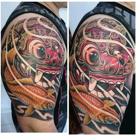 Balinese Barong Mask Tattoo Tato 3d Tato Lengan Ide Tato