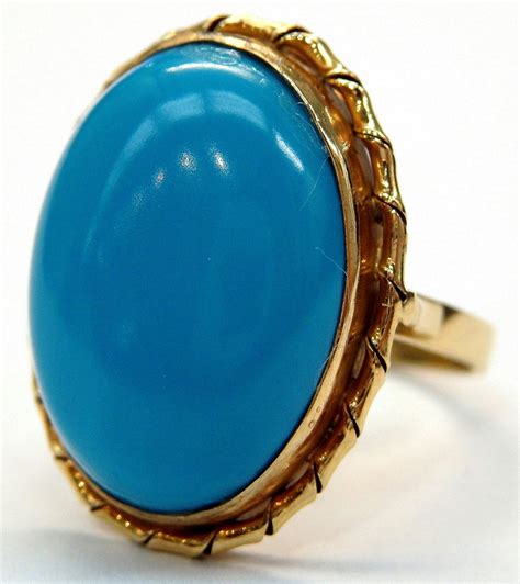 K Yellow Gold Oval Turquoise Edged Ring