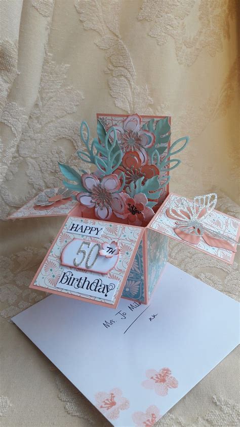 Botanical Blooms 50th Birthday Box Card Birthday Cards 50th Birthday