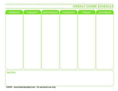 Weekly Chore Schedule Templates At