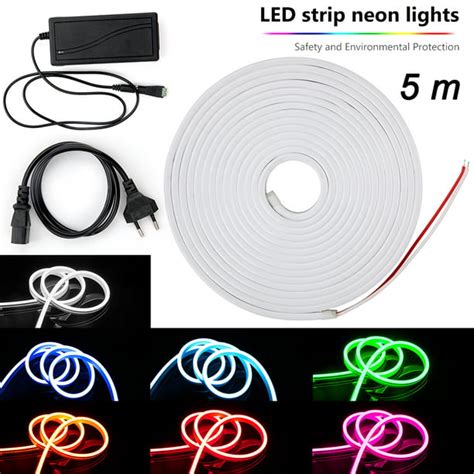 led strip lights led neon light rope outdoor flexible light dc 12v 16 4 ft 5m 2835 120 leds