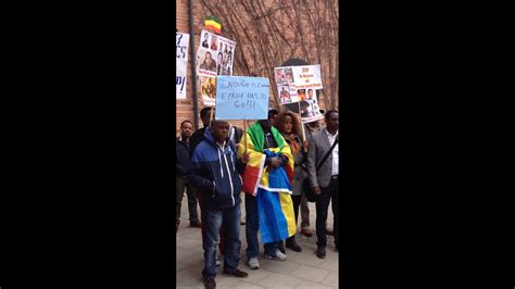 Ethiopians In Sweden Protest In Front Of Ethiopian Embassy Against