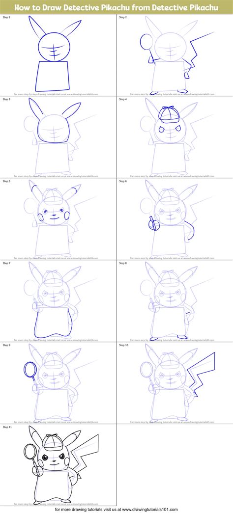 How To Draw Detective Pikachu From Detective Pikachu Printable Step By