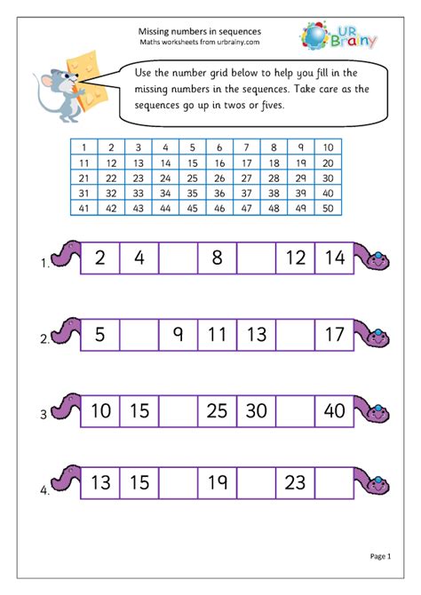 Sequence Numbers Worksheets