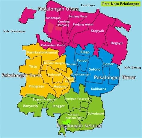 Peta Administrasi Kota Pekalongan Provinsi Jawa Tengah Neededthing