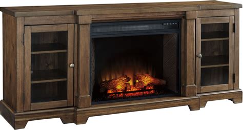 Flynnter Medium Brown 75 Tv Stand With Electric Fireplace 1stopbedrooms