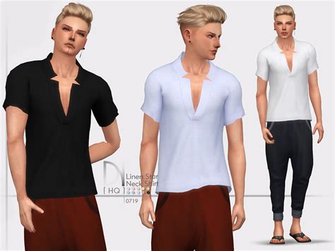 The Sims Resource Linen Star Neck Shirt