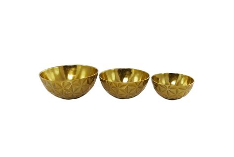 14 12 10 Textured Gold Metal Decorative Bowls Set Of 3 Living Spaces