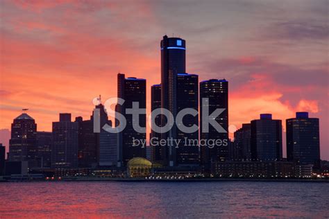 Detroit Sunset Stock Photo Royalty Free Freeimages