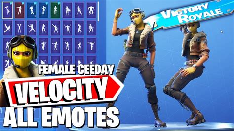 Velocity Fortnite Skin Female Ceeday With All Dances And Emotes Combos