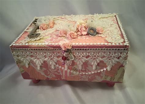 Sweet Dreams Shabby Chic Altered Box In Pinkwhite Shabby Chic Tea