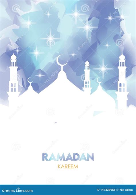 Ramadan Kareem Poster Colorful Watercolor Cloud Ramadan Celebration