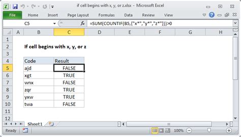 Excel Formula If Cell Begins With X Y Or Z Exceljet