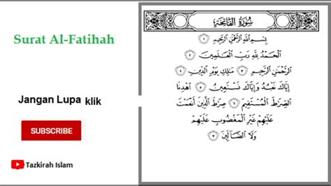 Surah Al Fatihah Suara Merdu Bacaan Al Quran And Artinya Youtube