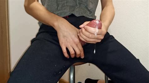 A Young Male Masturbates His Big Dick With A Frozen Cube Of Sperm And