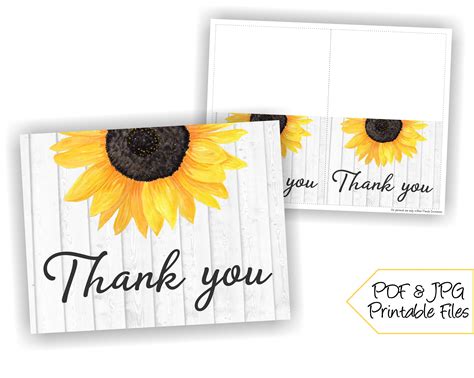 Free Printable Sunflower Thank You Cards Free Printable Templates
