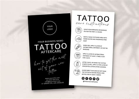 Tattoo Aftercare Card Pmu Aftercare Tattoo Care Cards Editable Tattoo
