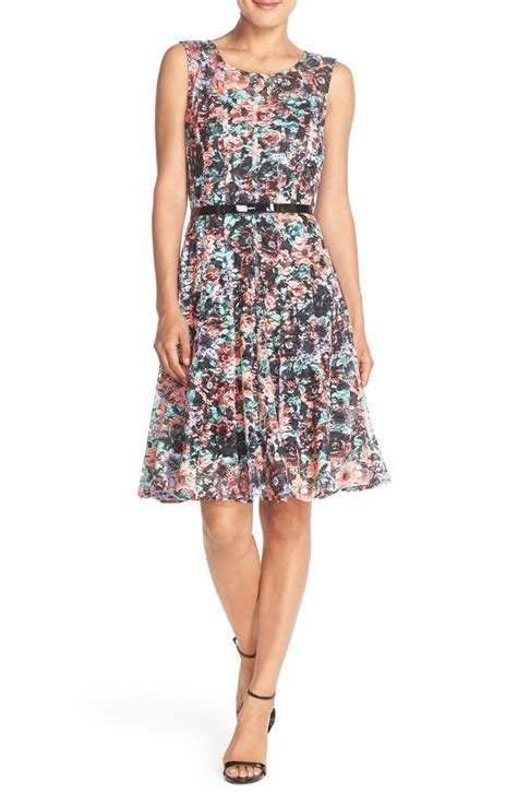Chetta B Print Lace Fit And Flare Dress Nordstrom