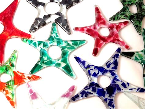 Fused Glass Stars Getting Festive But With Lots Of Colours Samples For My Workshop By Stevie