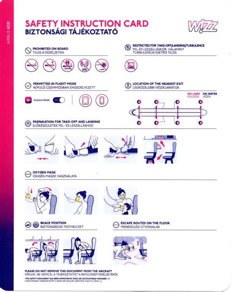 Safety Card Wizz Air Airbus A321 Airbus Cards National Airlines